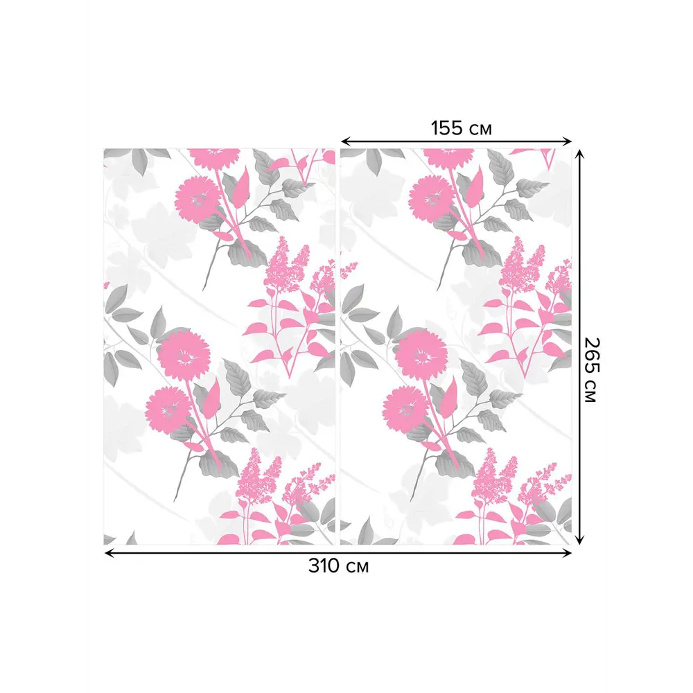 Фото 3 Тюль на шторной ленте Цветочные думы 310х265 см рисунок растительный цвет розовый