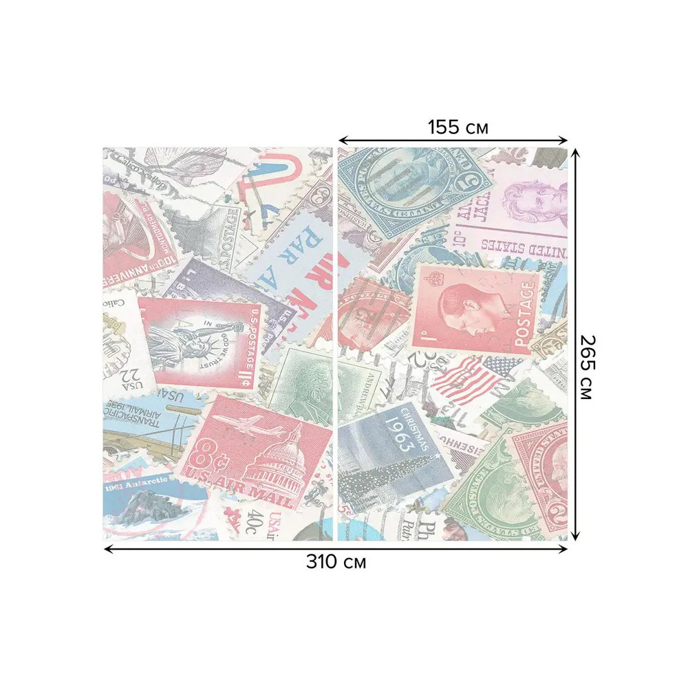 Фото 3 Тюль на шторной ленте Почтовые марки 310х265 см цвет красный Фото 3 Тюль на шторной ленте Почтовые марки 310х265 см цвет красный