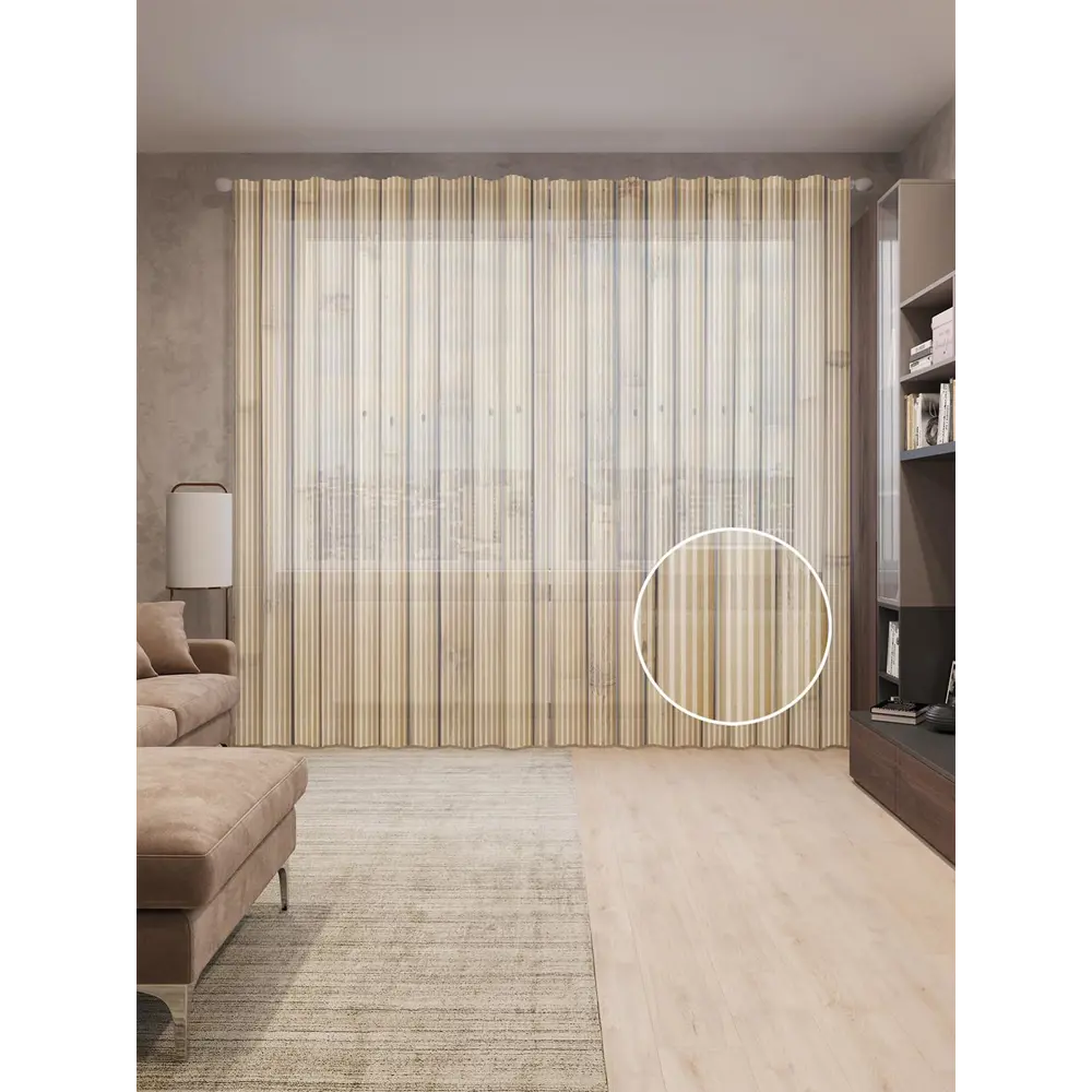 Фото Тюль на шторной ленте Прочный бамбук 310х265 см рисунок растительный цвет коричневый Фото Тюль на шторной ленте Прочный бамбук 310х265 см рисунок растительный цвет коричневый