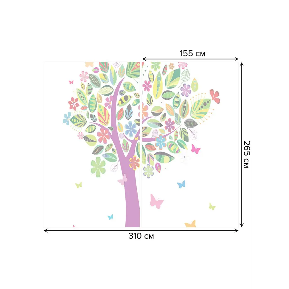 Фото 3 Тюль на шторной ленте Сказочное дерево и бабочки 310х265 см рисунок растительный цвет оранжевый