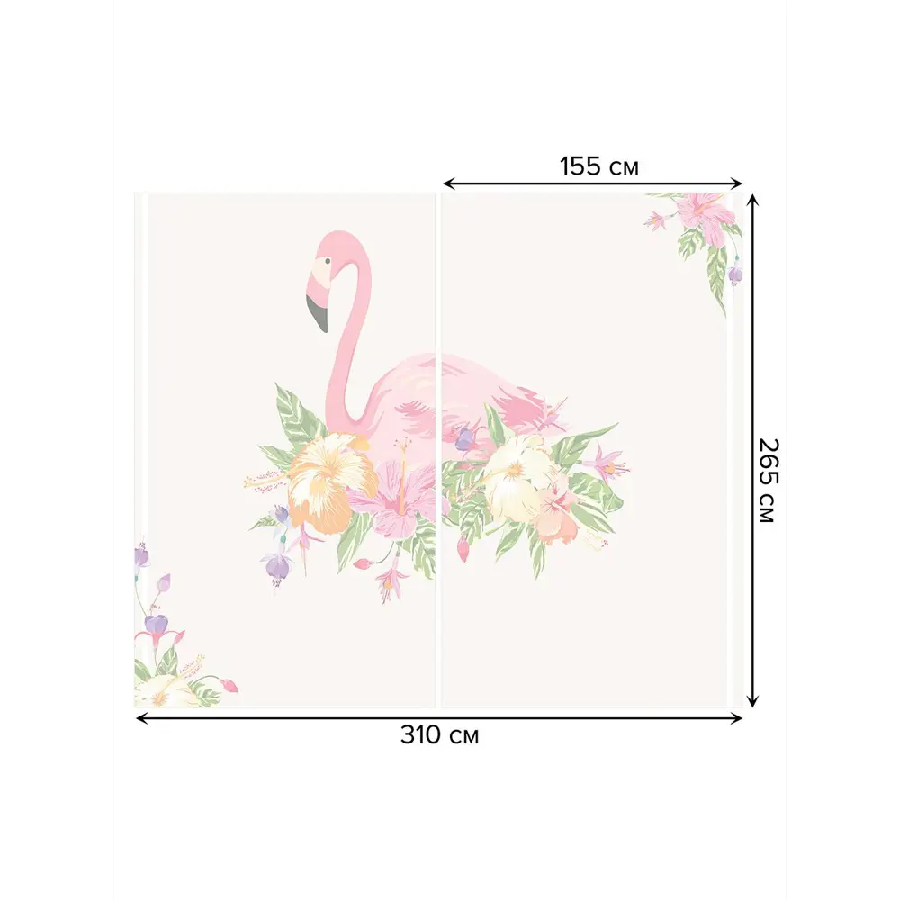 Фото 3 Тюль на шторной ленте Гнездо фламинго 310х265 см цвет розовый