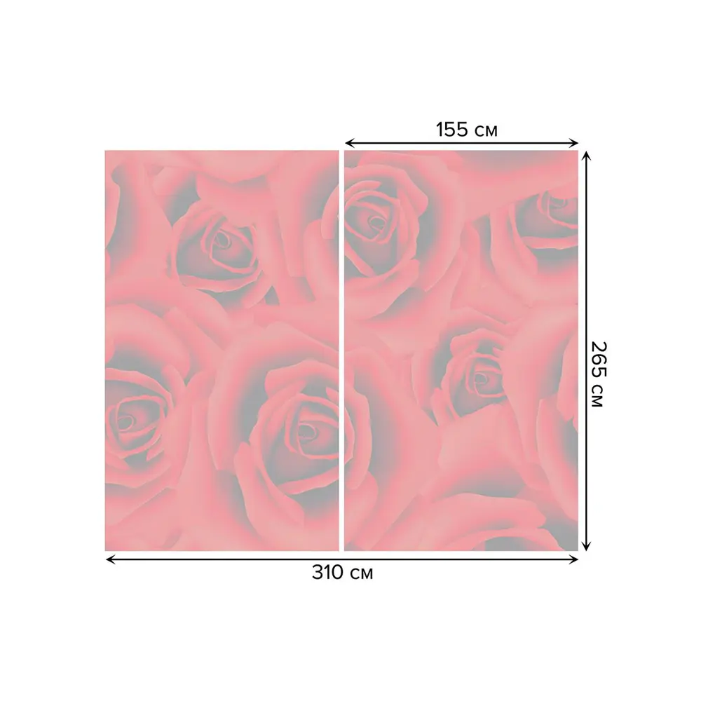 Фото 3 Тюль на шторной ленте Облако из роз 310х265 см рисунок растительный цвет красный
