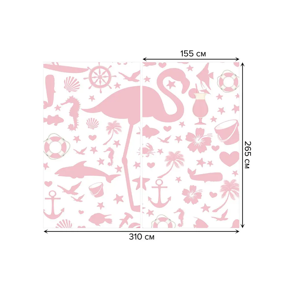 Фото 3 Тюль на шторной ленте Романтика моря 310х265 см рисунок природный цвет розовый