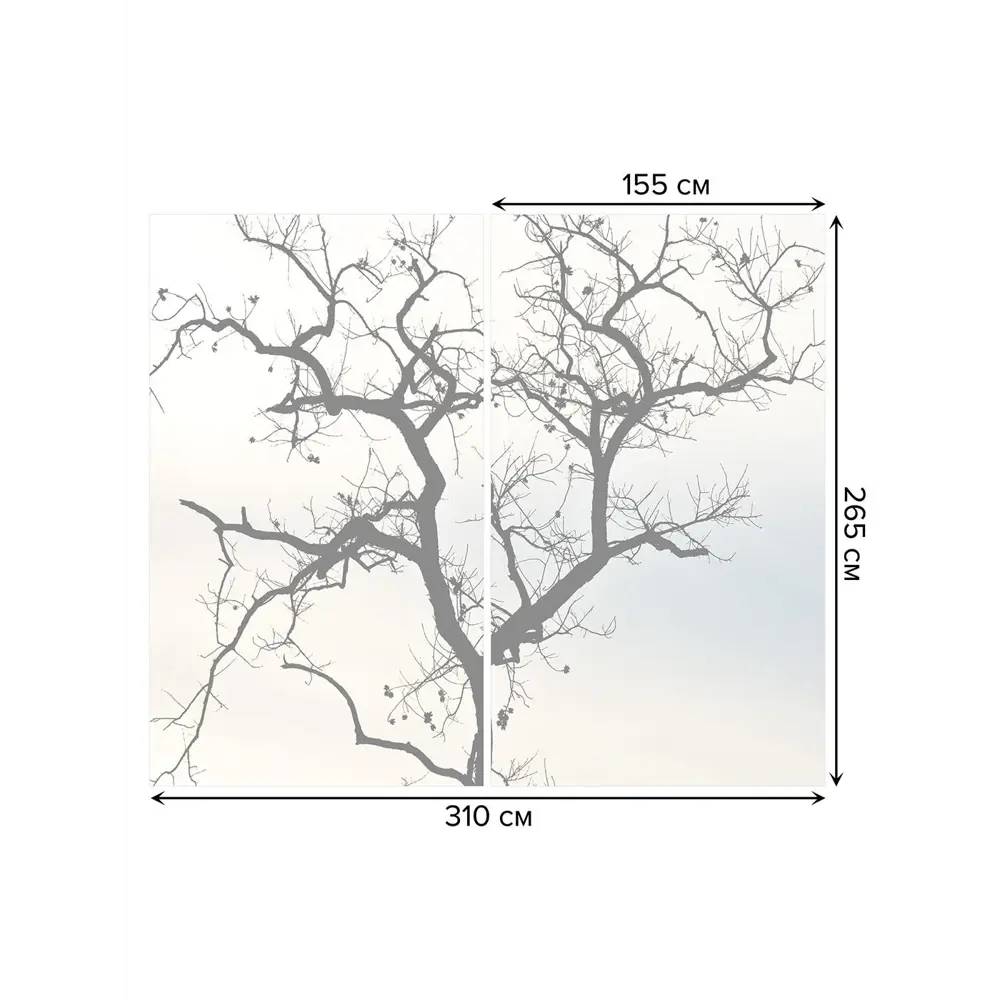 Фото 3 Тюль на шторной ленте Черное дерево 310х265 см рисунок растительный цвет черный
