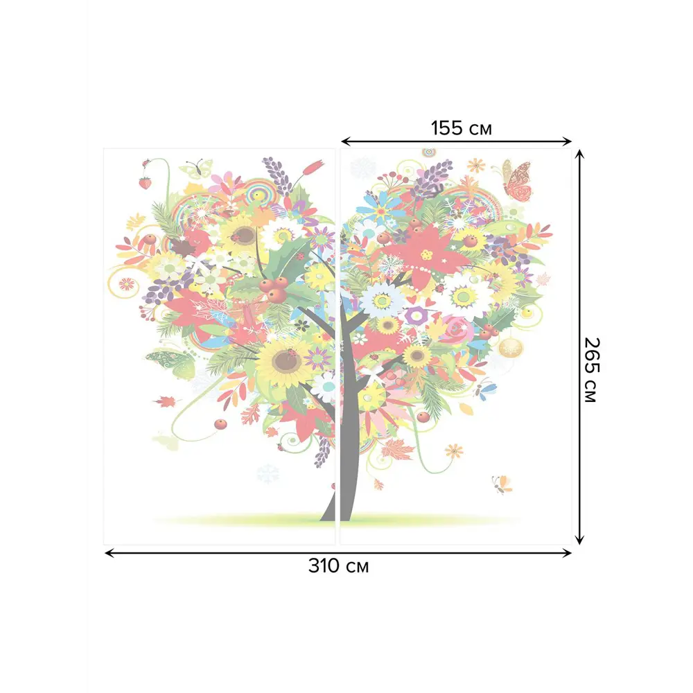 Фото 3 Тюль на шторной ленте Чувства в цветах 310х265 см рисунок растительный цвет красный