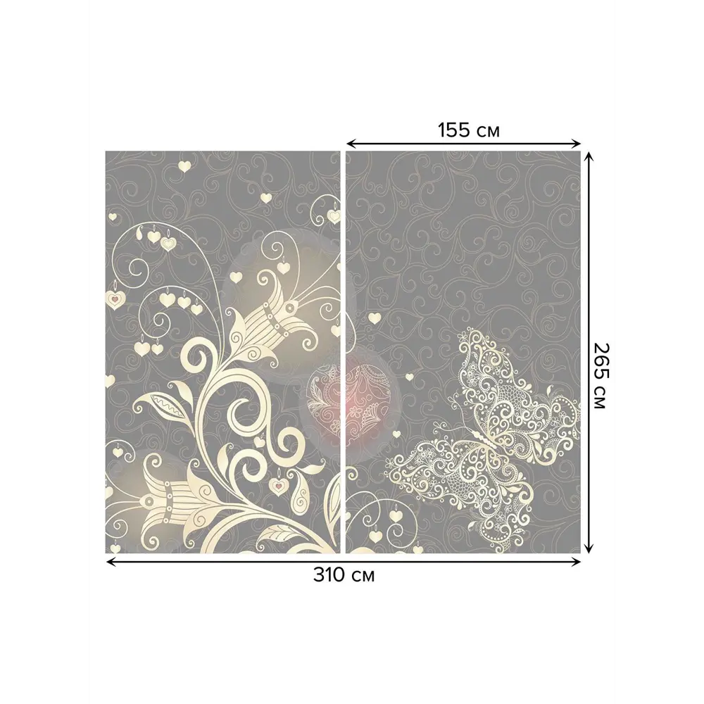 Фото 3 Тюль на шторной ленте Винтажная бабочка 310х265 см рисунок растительный цвет черный