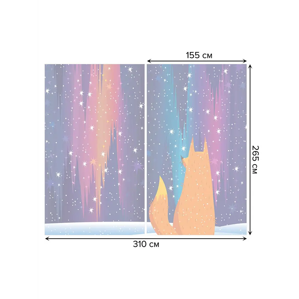 Фото 3 Тюль на шторной ленте Лиса в снегу 310х265 см цвет оранжевый