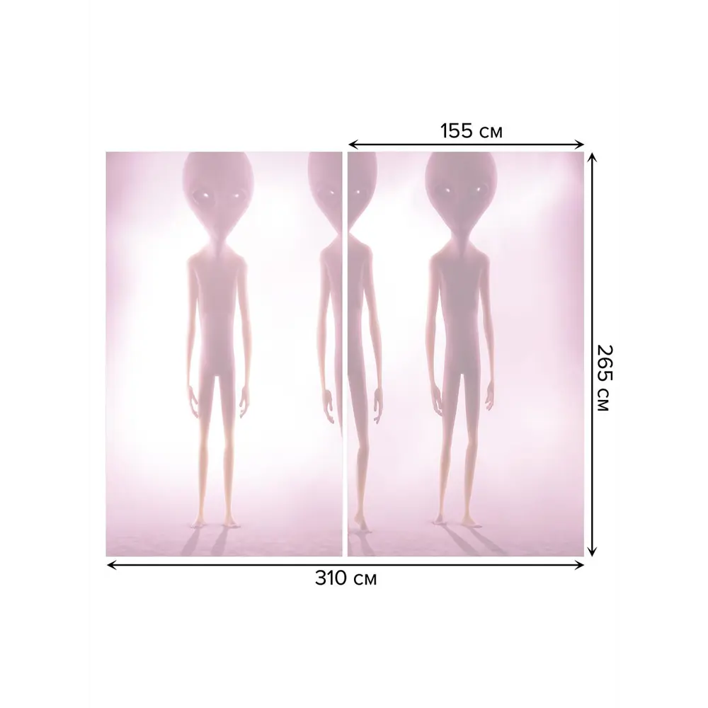 Фото 3 Тюль на шторной ленте Контакт с пришельцами 310х265 см цвет фиолетовый