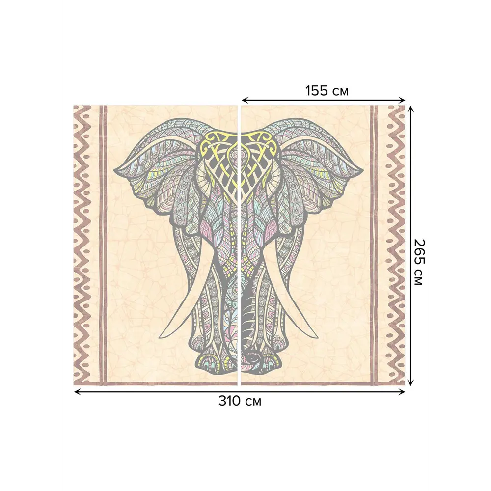 Фото 3 Тюль на шторной ленте Слон из грез 310х265 см цвет коричневый Фото 3 Тюль на шторной ленте Слон из грез 310х265 см цвет коричневый