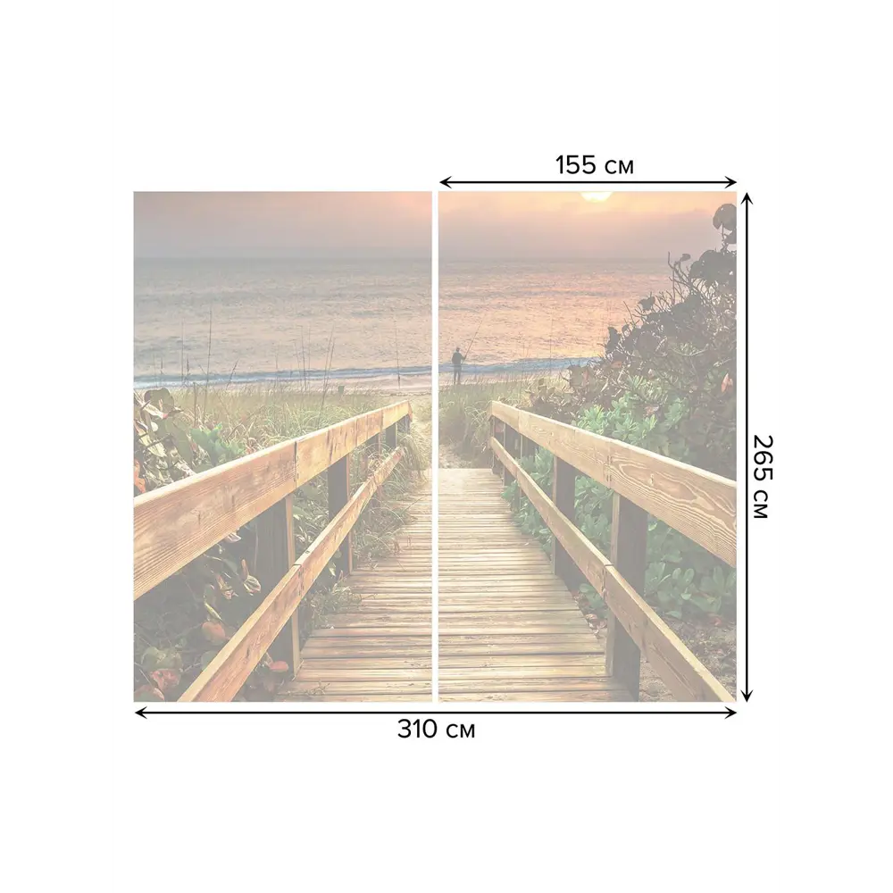 Фото 3 Тюль на шторной ленте Морские тропы 310х265 см рисунок природный цвет розовый