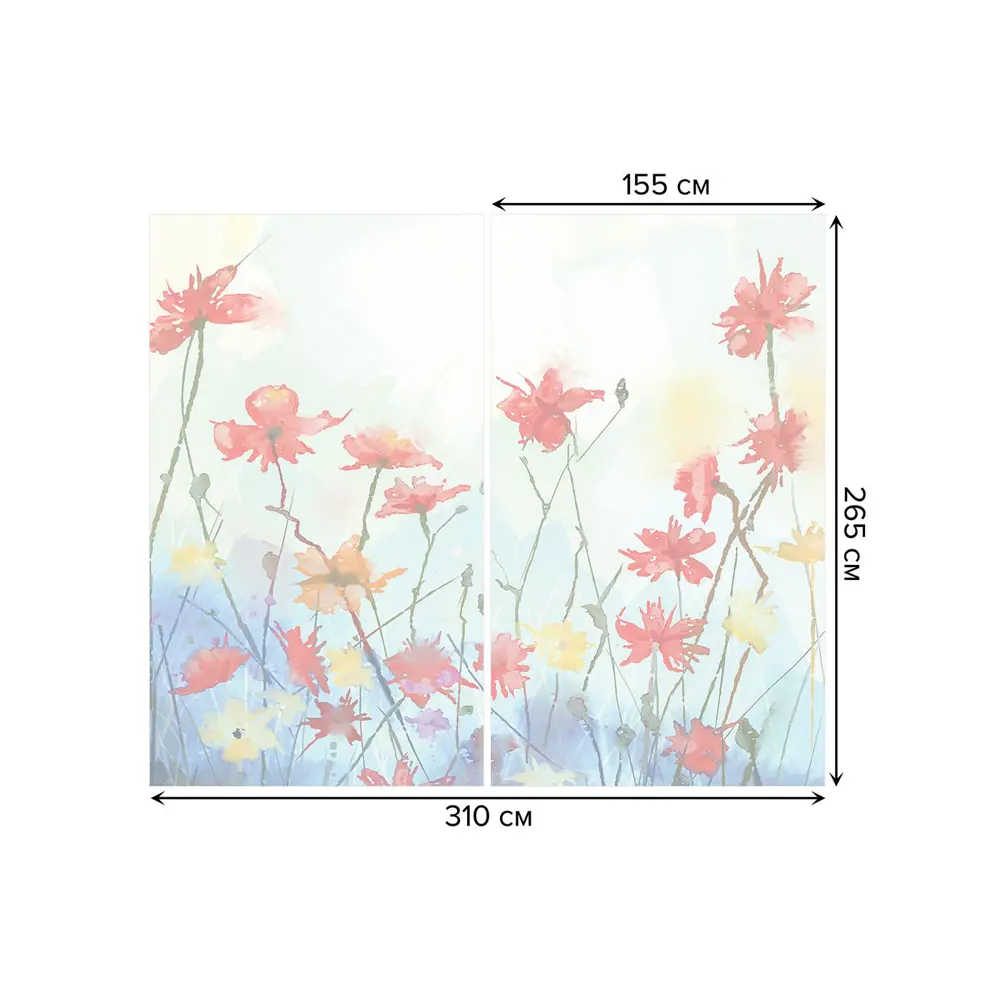 Фото 3 Тюль на шторной ленте Цветочная лесть 310х265 см рисунок растительный цвет красный