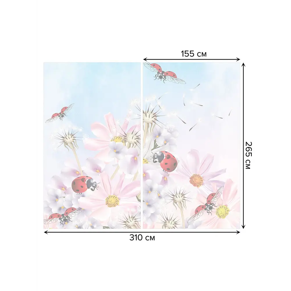 Фото 3 Тюль на шторной ленте Ромашки в небе 310х265 см рисунок растительный цвет розовый