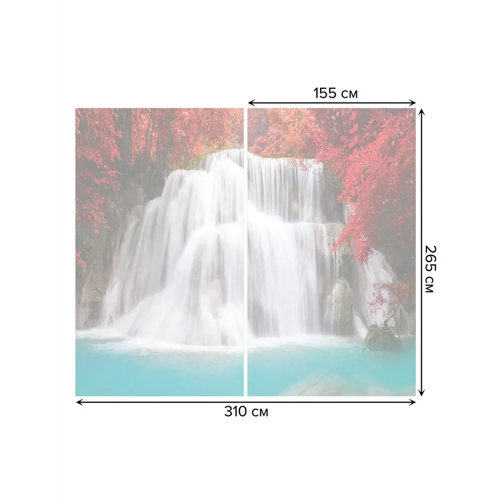 Фото 3 Тюль на шторной ленте Водопадный пейзаж 310х265 см рисунок природный цвет красный Фото 3 Тюль на шторной ленте Водопадный пейзаж 310х265 см рисунок природный цвет красный