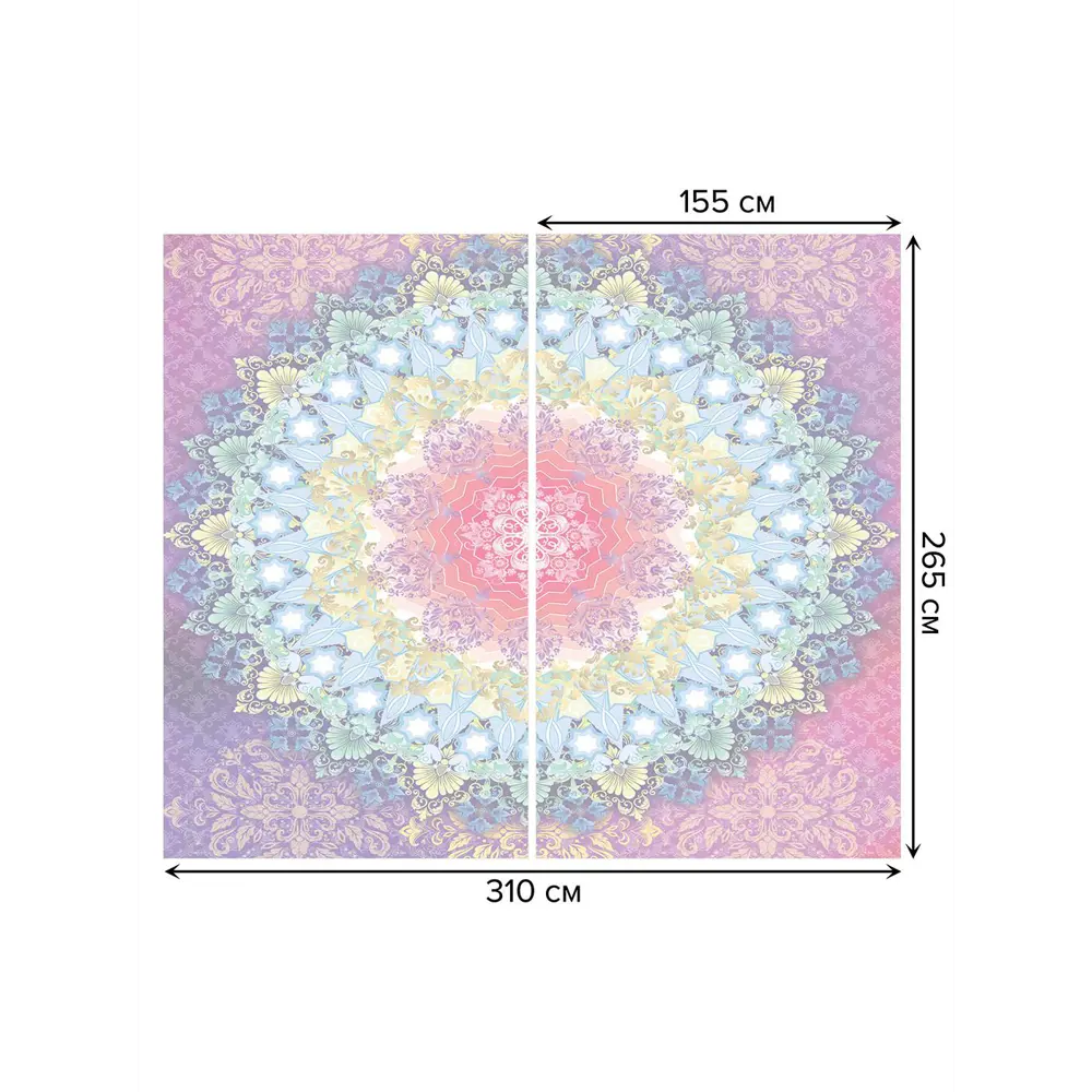 Фото 3 Тюль на шторной ленте Мандала из радуги 310х265 см рисунок вензель цвет фиолетовый Фото 3 Тюль на шторной ленте Мандала из радуги 310х265 см рисунок вензель цвет фиолетовый