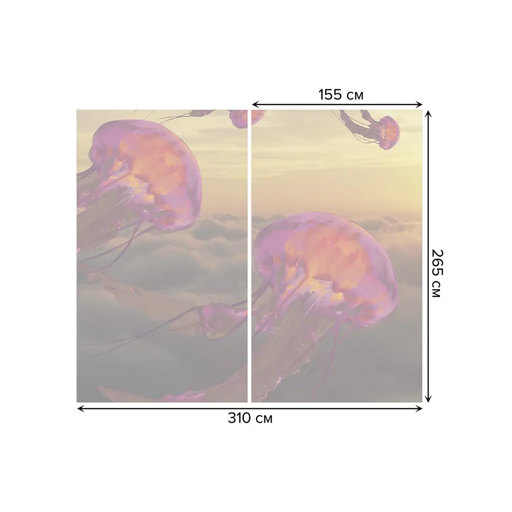 Фото 3 Тюль на шторной ленте Летучие медузы 310х265 см рисунок природный цвет розовый