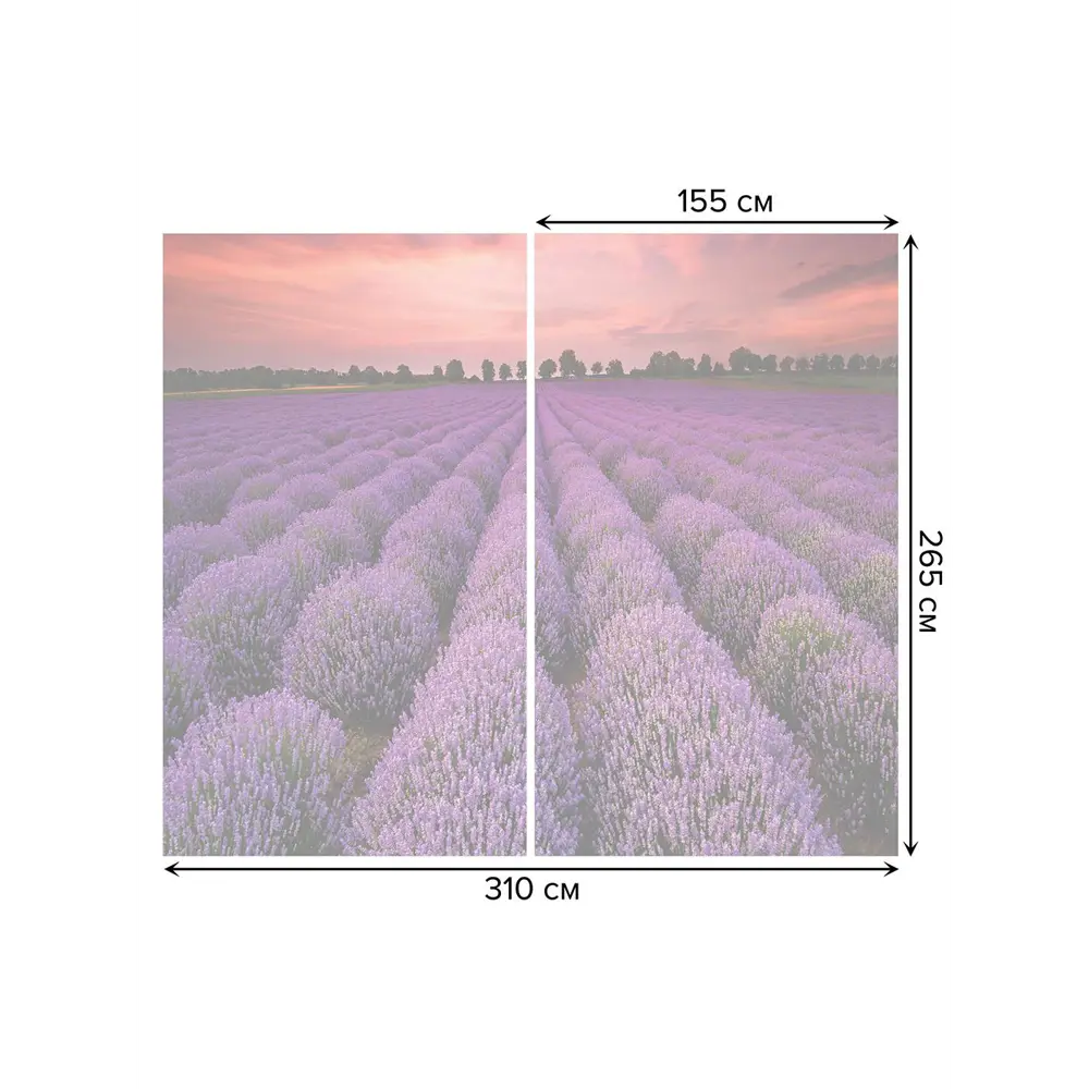 Фото 3 Тюль на шторной ленте Между цветочных кустов 310х265 см рисунок растительный цвет фиолетовый