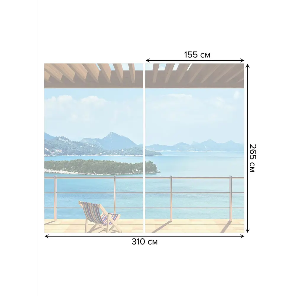 Фото 3 Тюль на шторной ленте На морском балконе 310х265 см цвет голубой Фото 3 Тюль на шторной ленте На морском балконе 310х265 см цвет голубой