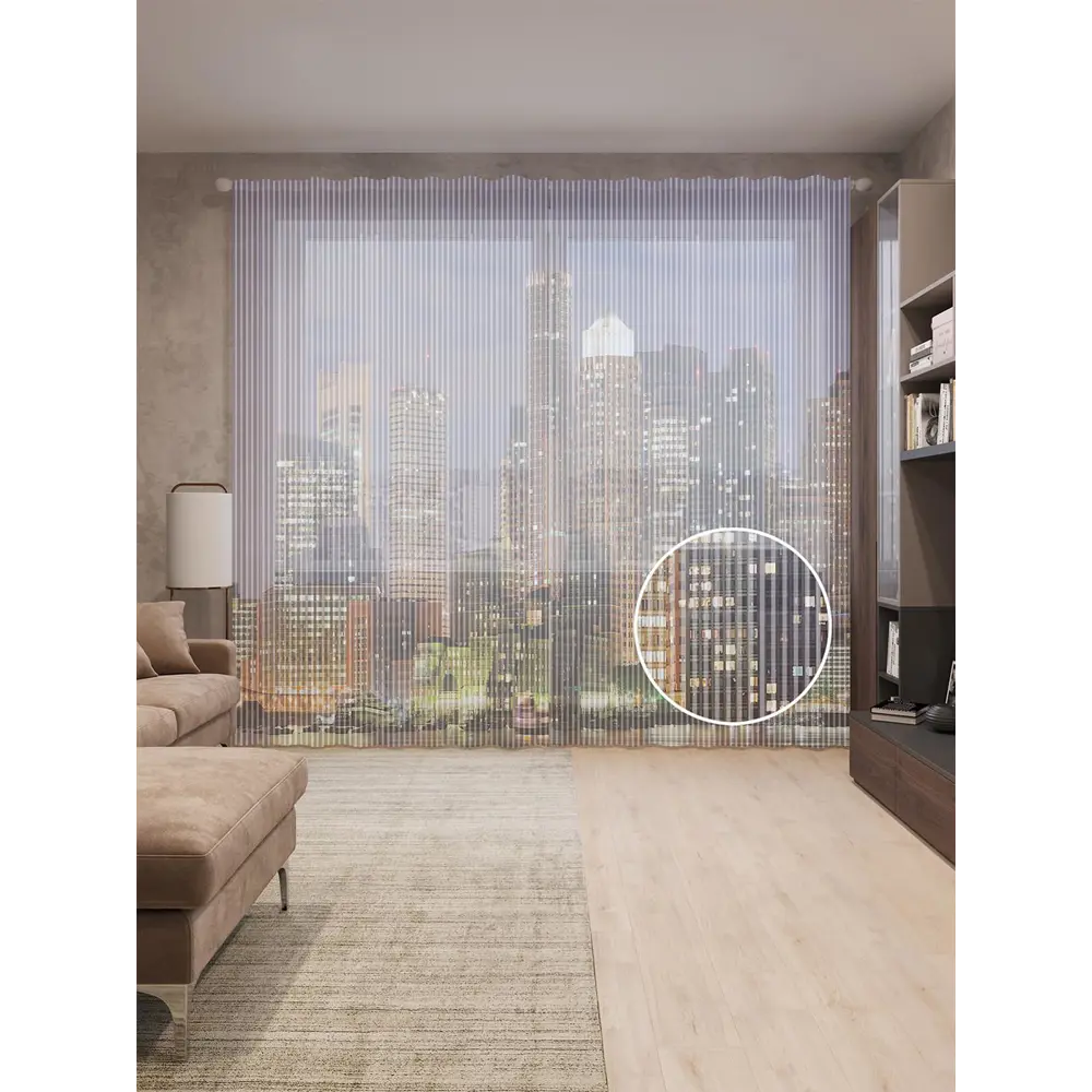 Фото Тюль на шторной ленте Яркие ночи 310х265 см рисунок природный цвет коричневый Фото Тюль на шторной ленте Яркие ночи 310х265 см рисунок природный цвет коричневый