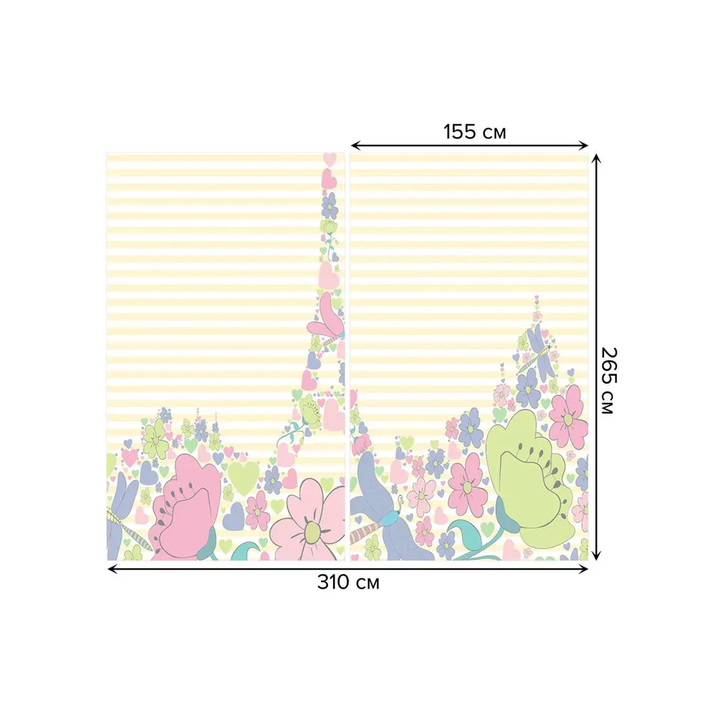 Фото 3 Тюль на шторной ленте Все хотят в париж 310х265 см цвет розовый