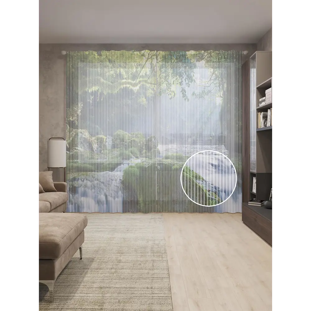 Фото Тюль на шторной ленте Лесные сказки 310х265 см рисунок природный цвет зеленый Фото Тюль на шторной ленте Лесные сказки 310х265 см рисунок природный цвет зеленый