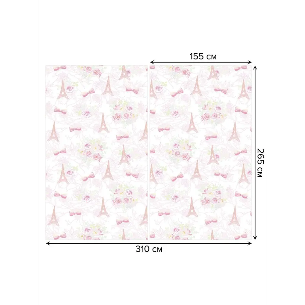 Фото 3 Тюль на шторной ленте Парижское окружение 310х265 см цвет розовый