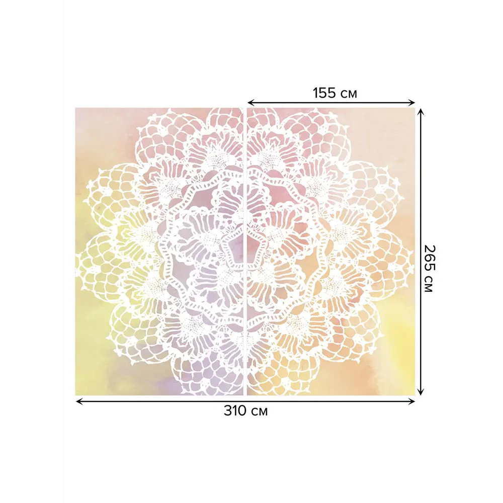 Фото 3 Тюль на шторной ленте Радужное кружево 310х265 см рисунок вензель цвет розовый