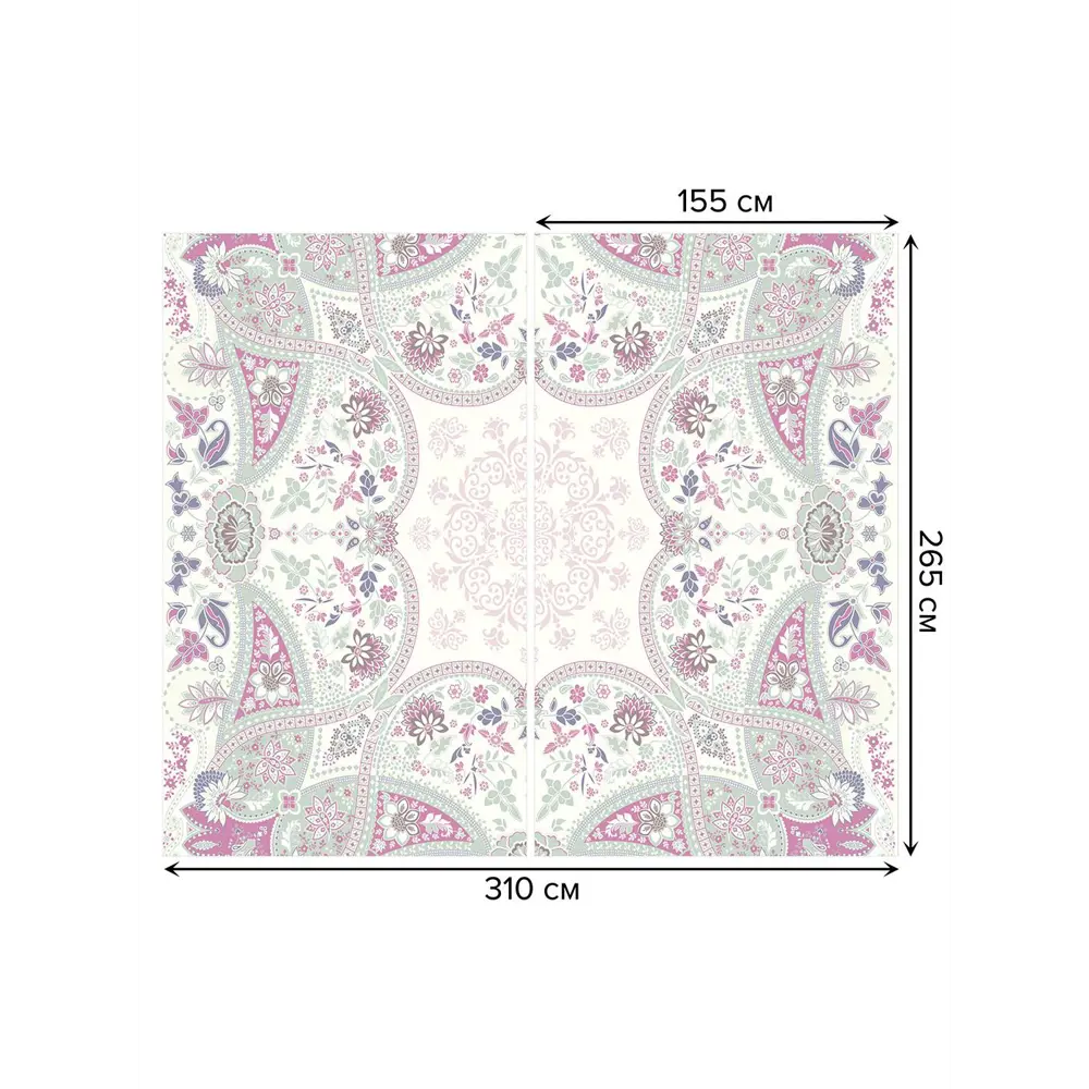 Фото 3 Тюль на шторной ленте Цветочная страсть 310х265 см рисунок вензель цвет розовый