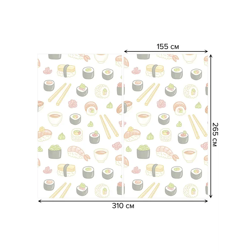 Фото 3 Тюль на шторной ленте Роллы и палочки 310х265 см цвет оранжевый