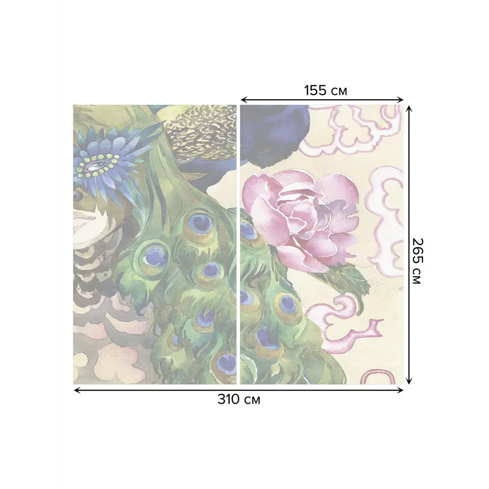 Фото 3 Тюль на шторной ленте Павлин в цветах 310х265 см цвет зеленый Фото 3 Тюль на шторной ленте Павлин в цветах 310х265 см цвет зеленый