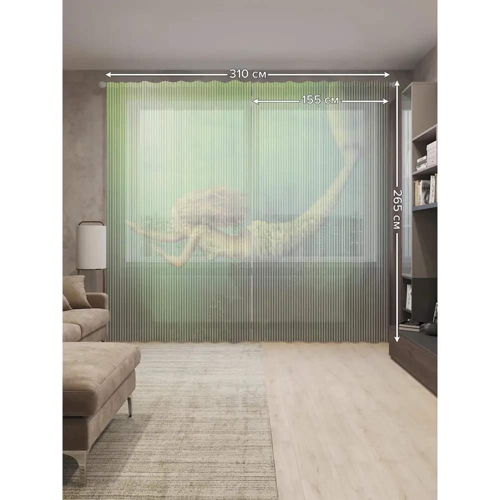 Фото 2 Тюль на шторной ленте Русалка на дне 310х265 см рисунок природный цвет зеленый Фото 2 Тюль на шторной ленте Русалка на дне 310х265 см рисунок природный цвет зеленый