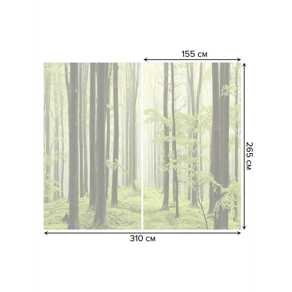 Фото 3 Тюль на шторной ленте Лесные истории 310х265 см рисунок растительный цвет зеленый Фото 3 Тюль на шторной ленте Лесные истории 310х265 см рисунок растительный цвет зеленый