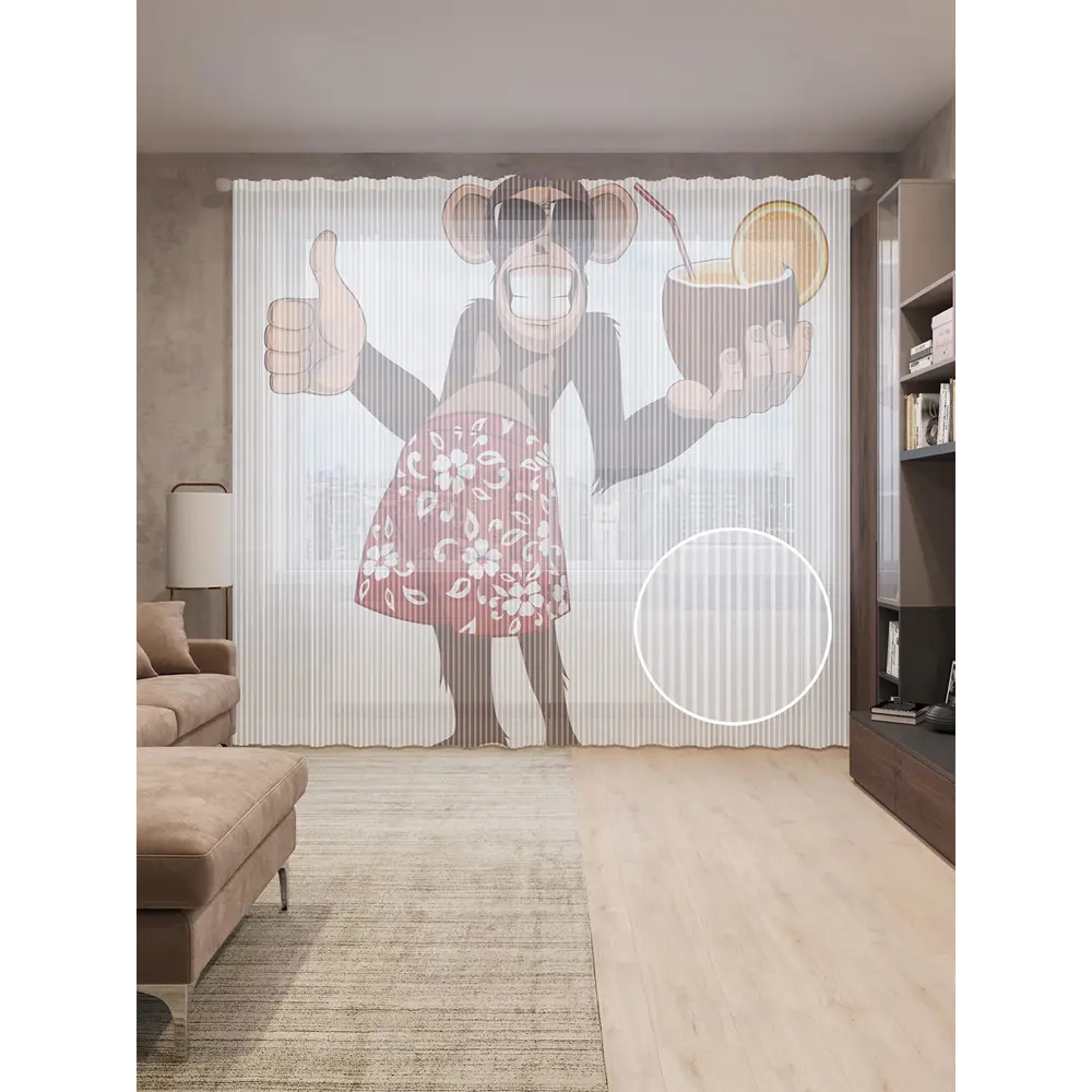 Фото Тюль на шторной ленте Умение отдохнуть 310х265 см цвет белый Фото Тюль на шторной ленте Умение отдохнуть 310х265 см цвет белый