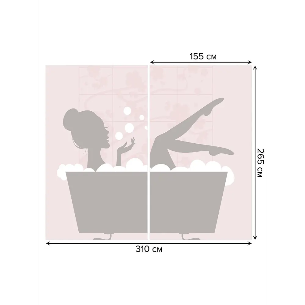 Фото 3 Тюль на шторной ленте Дама в ванной 310х265 см цвет розовый