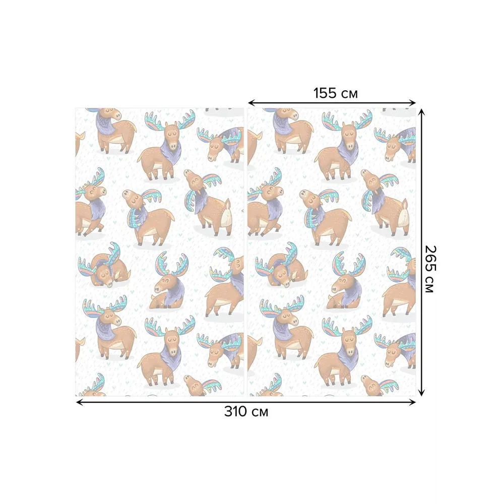 Фото 3 Тюль на шторной ленте Оленье настроение 310х265 см цвет коричневый