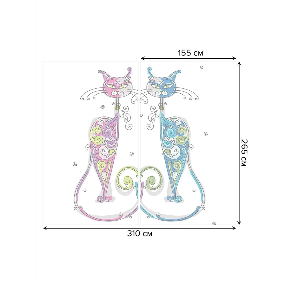 Фото 3 Тюль на шторной ленте Кошачья комбинация 310х265 см цвет розовый
