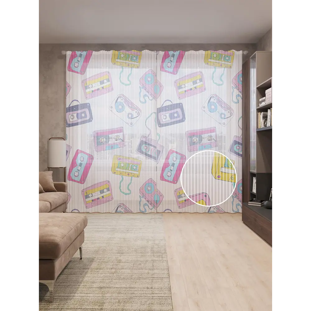 Фото Тюль на шторной ленте Пленочные кассеты 310х265 см цвет розовый Фото Тюль на шторной ленте Пленочные кассеты 310х265 см цвет розовый