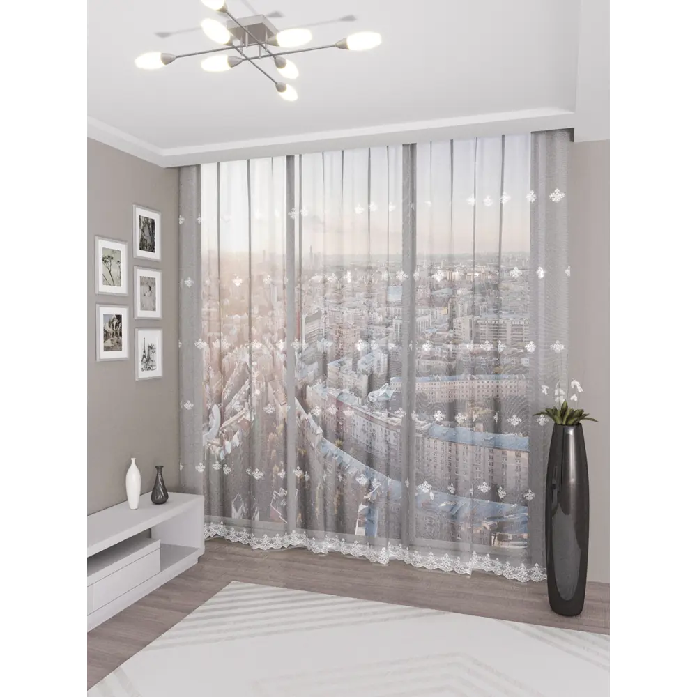 Фото 7 Тюль Элен YML1134 на шторной ленте 250x400 см, цвет капучино