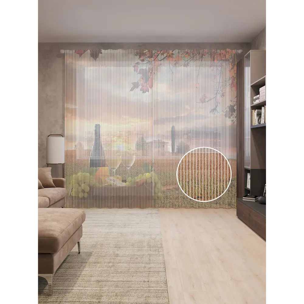 Фото Тюль на шторной ленте Винный рай 310х265 см цвет коричневый Фото Тюль на шторной ленте Винный рай 310х265 см цвет коричневый