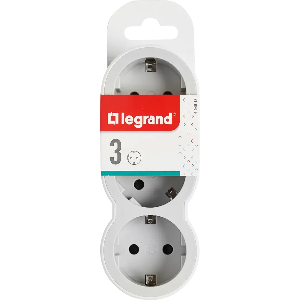 Фото 4 Разветвитель Legrand 3 розетки с заземлением 16 А цвет белый Фото 4 Разветвитель Legrand 3 розетки с заземлением 16 А цвет белый