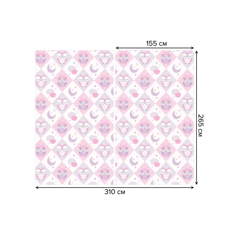 Фото 3 Тюль на шторной ленте Лунные совы 310х265 см цвет розовый
