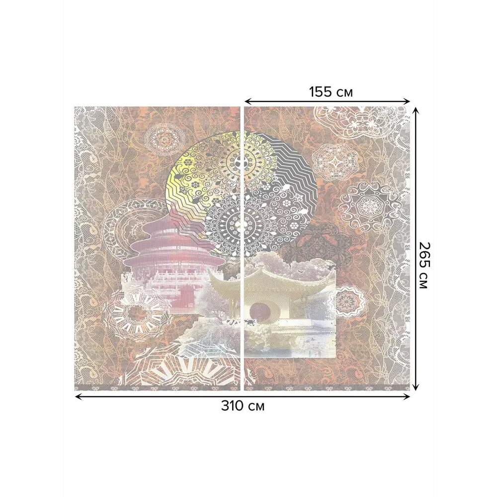 Фото 3 Тюль на шторной ленте Восточные ажуры 310х265 см рисунок вензель цвет коричневый Фото 3 Тюль на шторной ленте Восточные ажуры 310х265 см рисунок вензель цвет коричневый