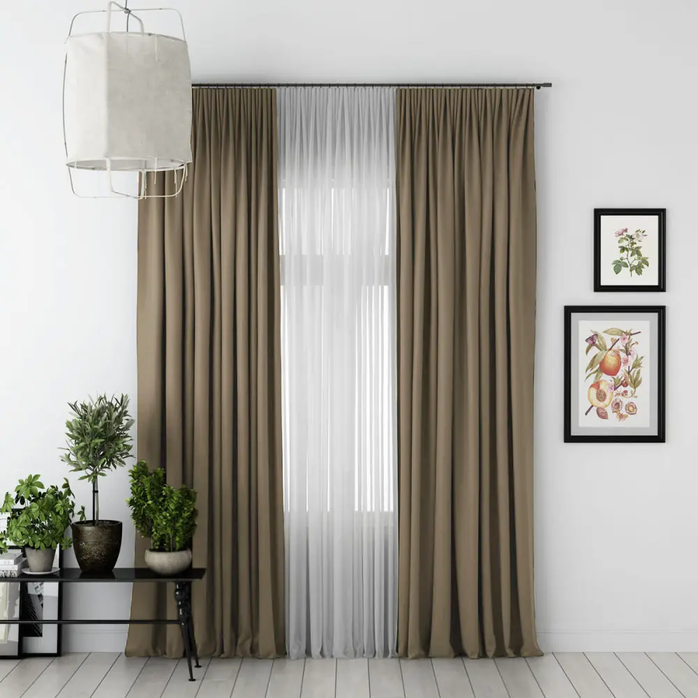 Фото Комплект штор на шторной ленте блэкаут Tommasa 150х250 см цвет бронзовый