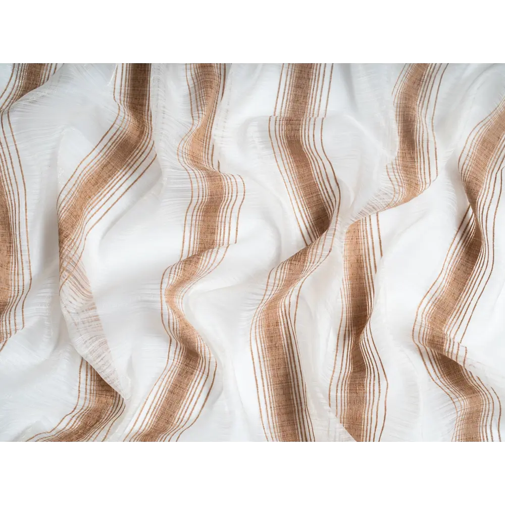 Фото 11 Тюль на шторной ленте Органза шенилл 300x250 см рисунок полоски цвет бежевый Фото 11 Тюль на шторной ленте Органза шенилл 300x250 см рисунок полоски цвет бежевый