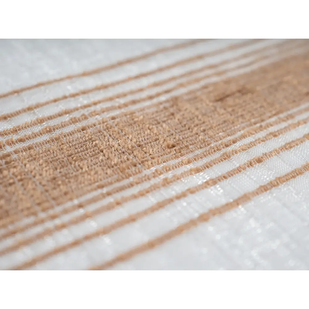 Фото 3 Тюль на шторной ленте Органза шенилл 300x260 см рисунок полоски цвет бежевый Фото 3 Тюль на шторной ленте Органза шенилл 300x260 см рисунок полоски цвет бежевый