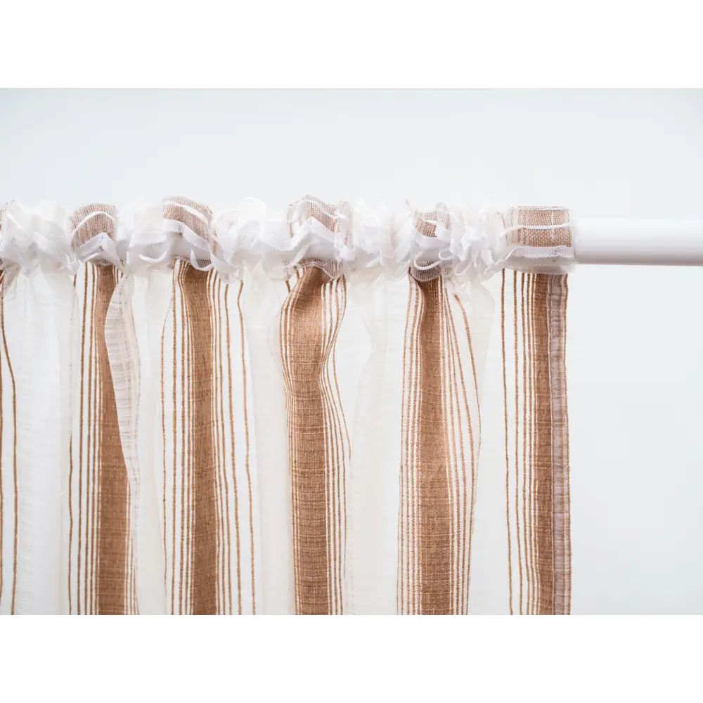 Фото 9 Тюль на шторной ленте Органза шенилл 300x260 см рисунок полоски цвет бежевый Фото 9 Тюль на шторной ленте Органза шенилл 300x260 см рисунок полоски цвет бежевый
