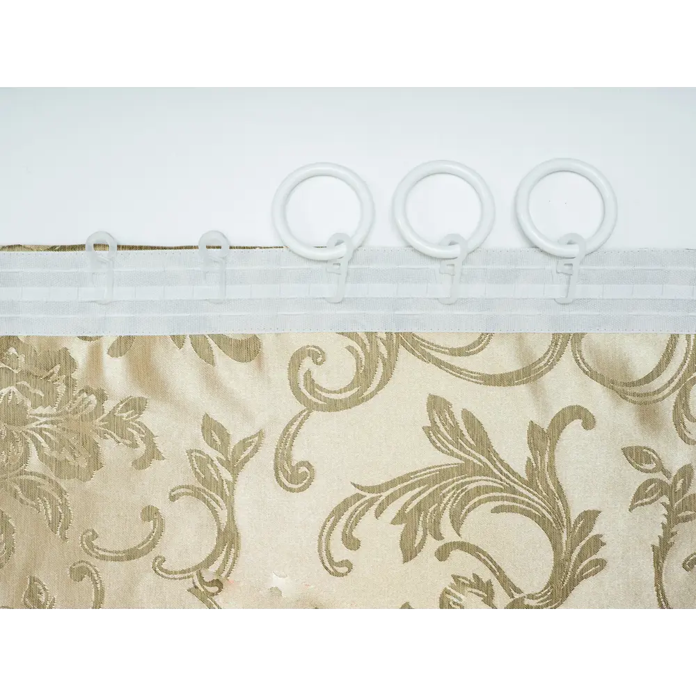 Фото 6 Штора на шторной ленте Пион 170x270 см рисунок растительный цвет зеленый Фото 6 Штора на шторной ленте Пион 170x270 см рисунок растительный цвет зеленый