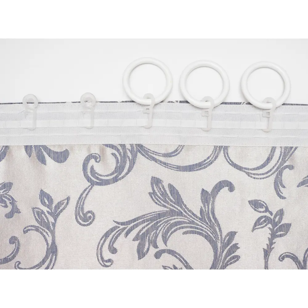 Фото 6 Штора на шторной ленте Пион 170x260 см рисунок растительный цвет серый/серебристый Фото 6 Штора на шторной ленте Пион 170x260 см рисунок растительный цвет серый/серебристый