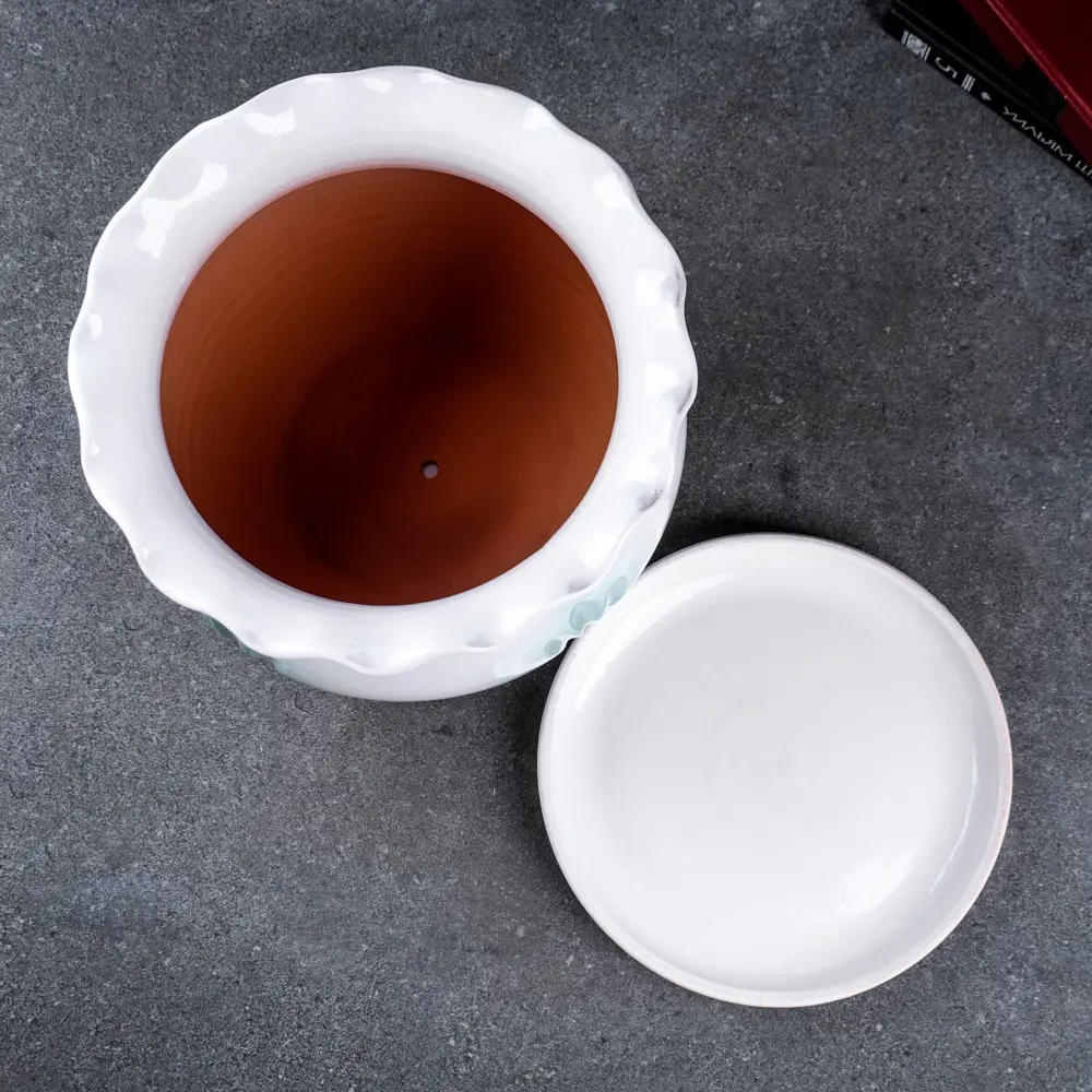 Фото 3 Горшок цветочный 7818747 Simaland 15 см 5 л керамика белый