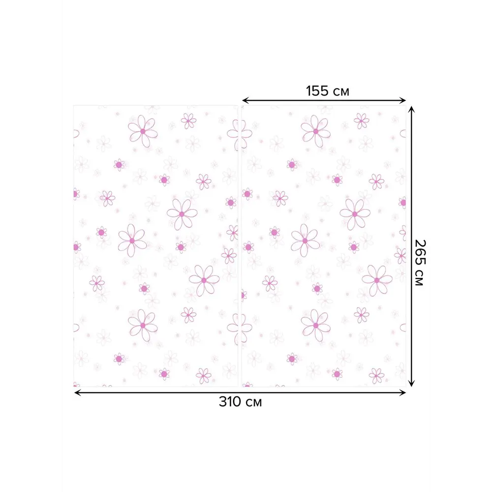 Фото 3 Тюль на шторной ленте Цветочное украшение 310х265 см рисунок растительный цвет розовый