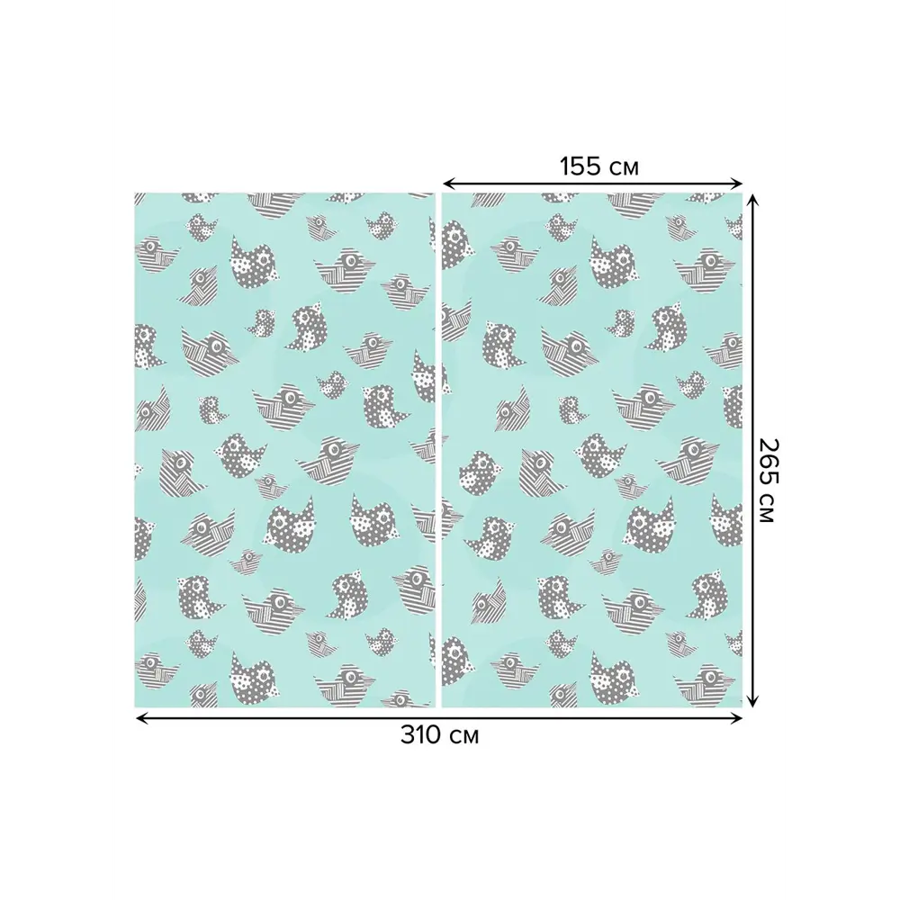 Фото 3 Тюль на шторной ленте Пятнистые птички 310х265 см цвет черный